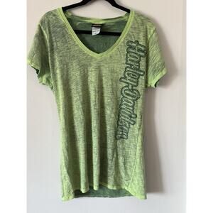 Harley Davidson 3XL Women Short Sleeve Shirt Green with Rhinestones